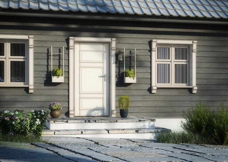 Kleines Ferienhaus mit Kerrafront FS 201 gestaltet, Farbe: graphit
