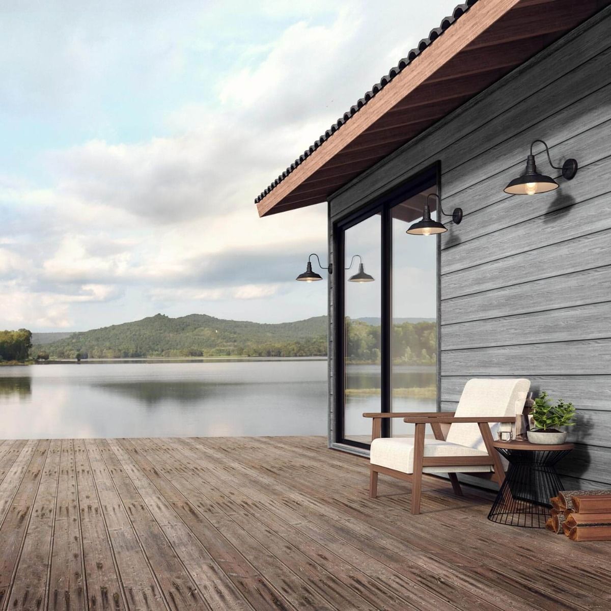 Eine Fassadenverkleidung mit Fassadenpaneelen von vinyBoard Design. Diese Designvariante ist einer traditionellen Stülpschalung nachgebildet, so kann z. B. Regen nicht zwischen die Schalung laufen und Schmutz schnell und einfach mit abfließen.