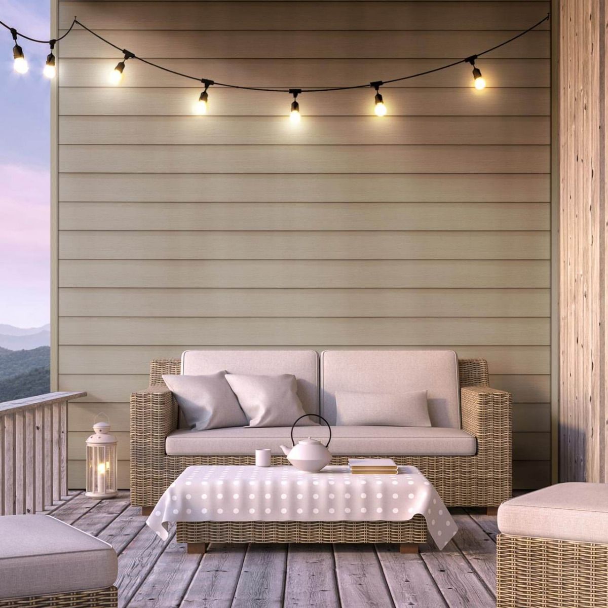 Moderne Balkonverkleidung aus hochwertigem Kunststoff in Beige